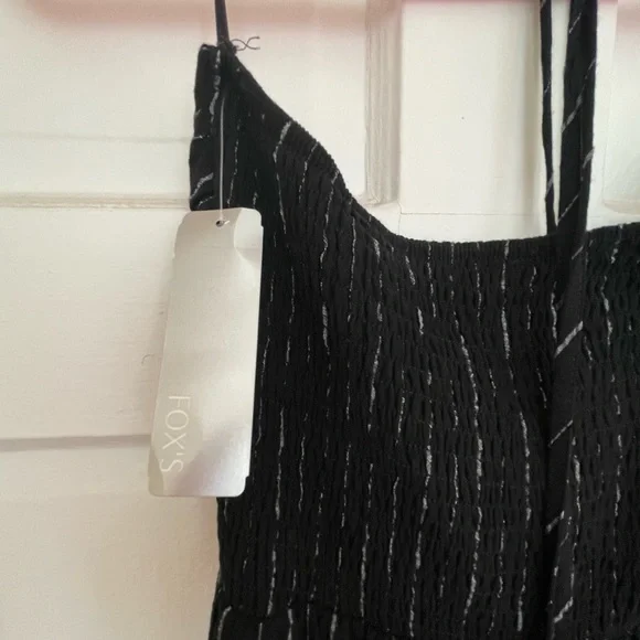 BNWT! Allie Rose, Harlow Halter Tie Jumpsuit in Black, Washed Pinstripe - Picture 6 of 12
